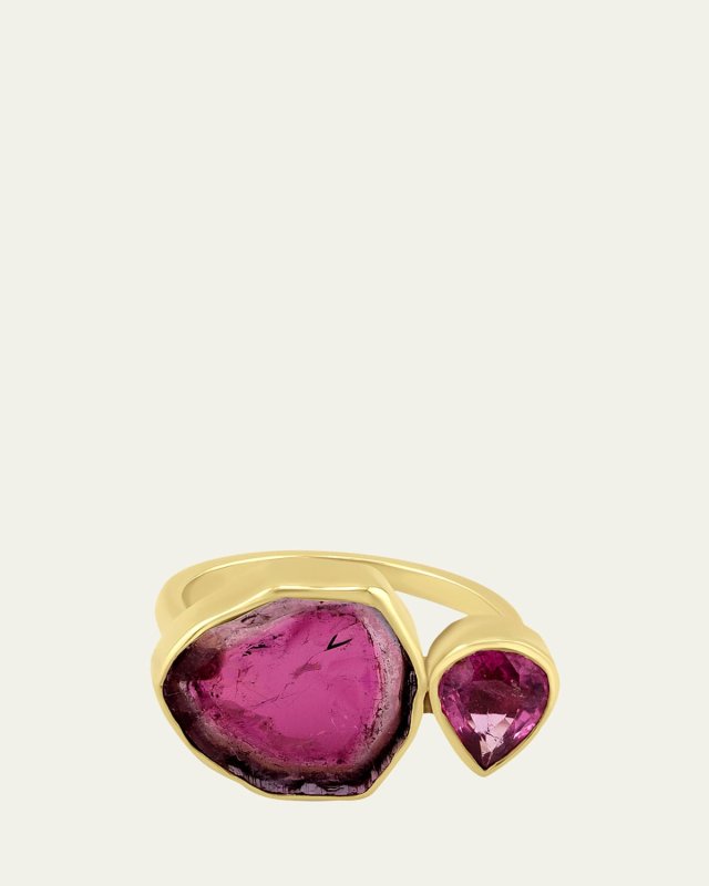 Watermelon Tourmaline Double Gemstone Ring